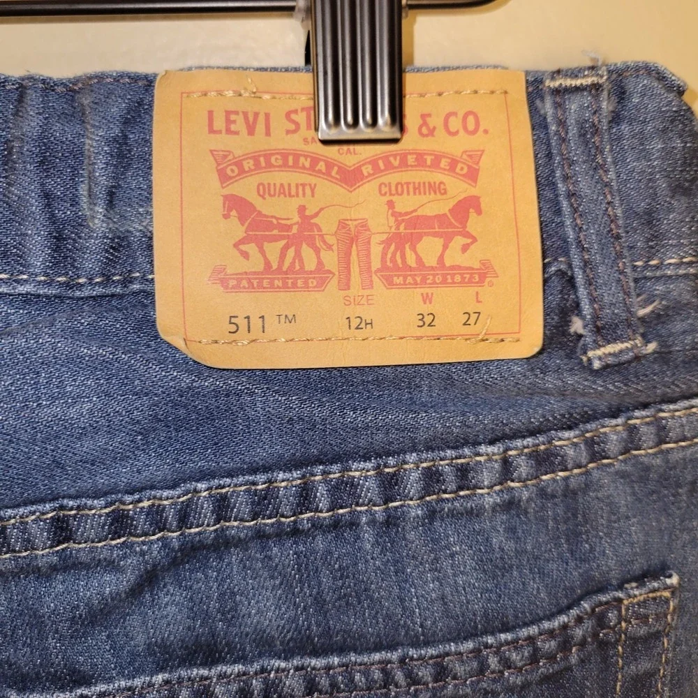 Levis 511 Jeans Boys 12 Husky Slim Fit W32 L27 Blue Denim Adjustable Waist‎